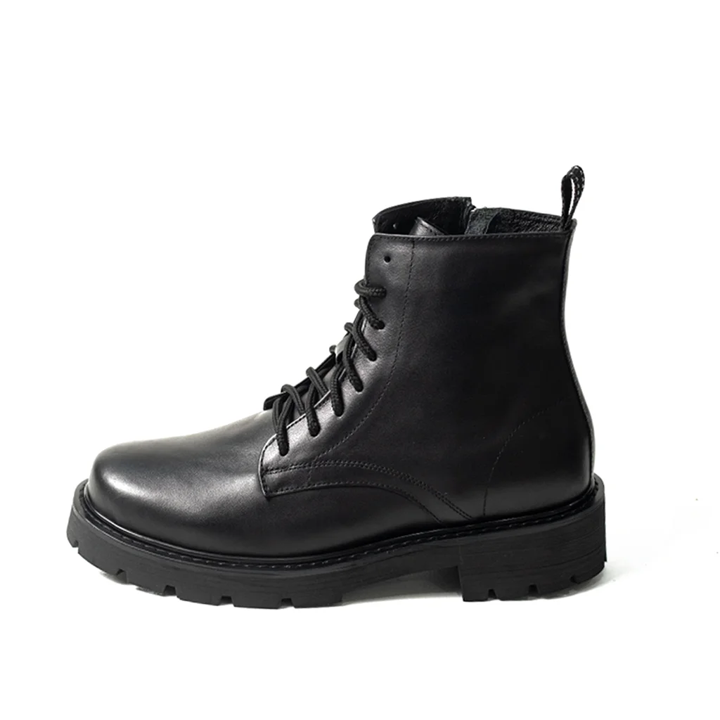 Riêng tư: GIÀY COMBAT BOOTS DA BÒ MÀU ĐEN KHÓA ZIP BF01