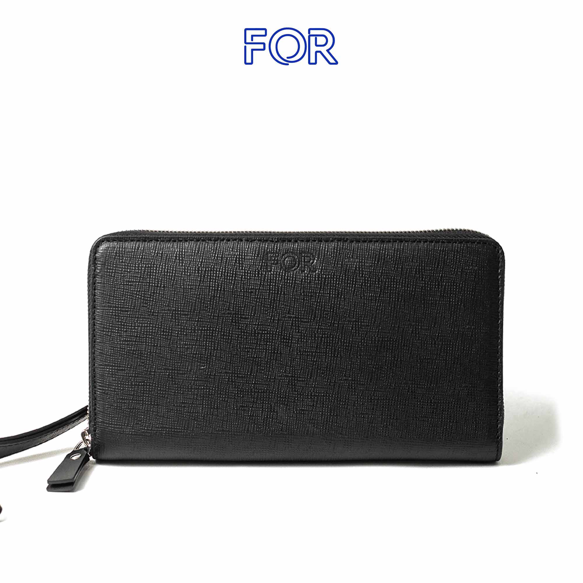 CLUTCH CẦM TAY DA BÒ EPSOM MINI  1 KHÓA MÀU ĐEN C14D