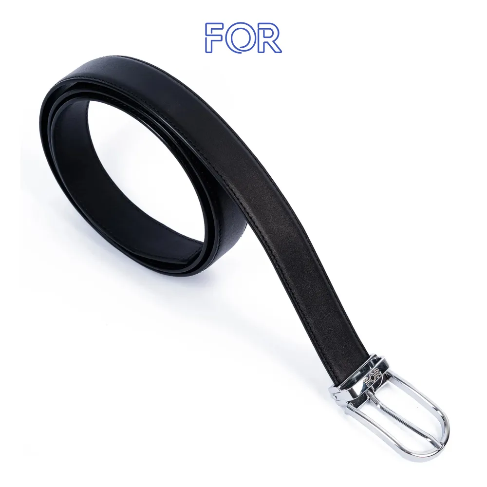 DÂY LƯNG DA BÒ 30MM MÀU ĐEN  KHÓA KIM DL18