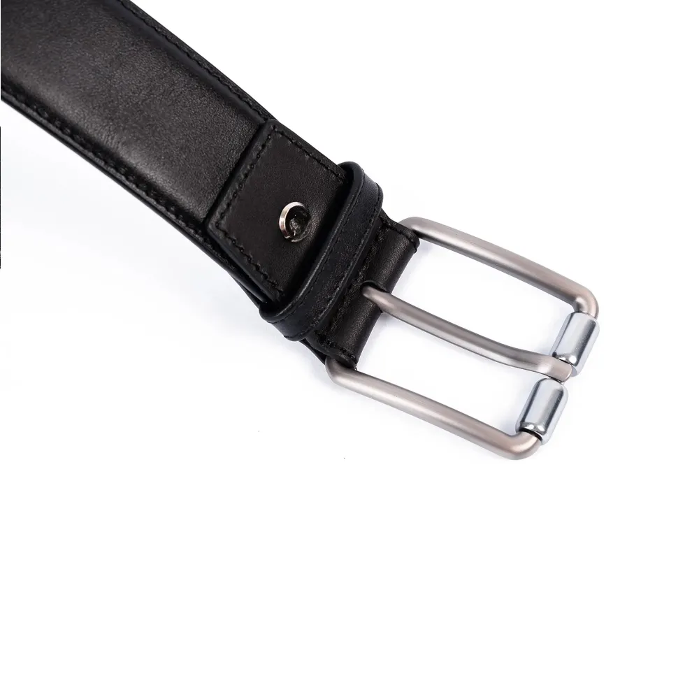 DÂY LƯNG DA BÒ TRƠN MÀU ĐEN KHÓA KIM DL13