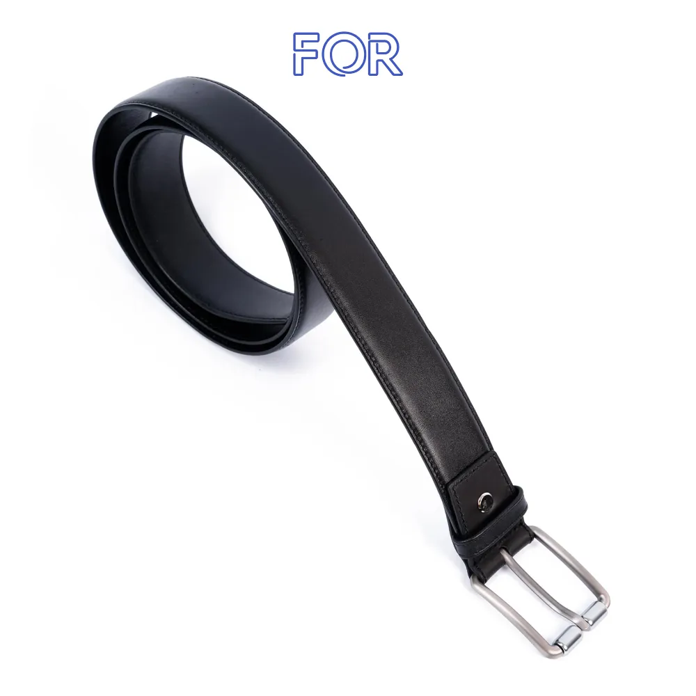 DÂY LƯNG DA BÒ TRƠN MÀU ĐEN KHÓA KIM DL13