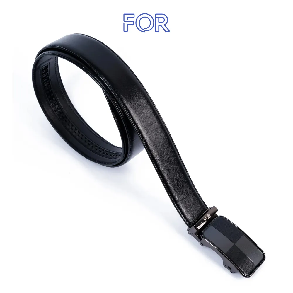 DÂY LƯNG DA BÒ TRƠN MÀU ĐEN  KHÓA TỰ ĐỘNG DL10