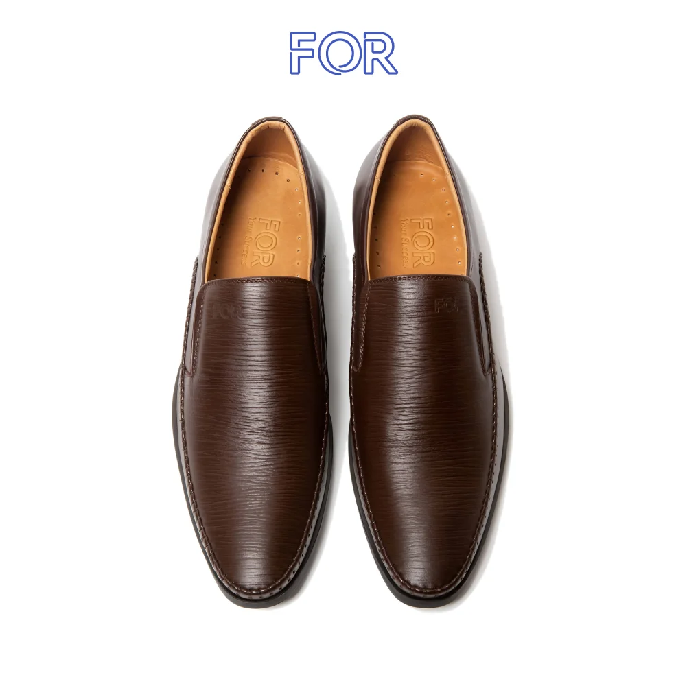 GIÀY LƯỜI LOAFERS VÂN GÂN MÀU NÂU  NLF06