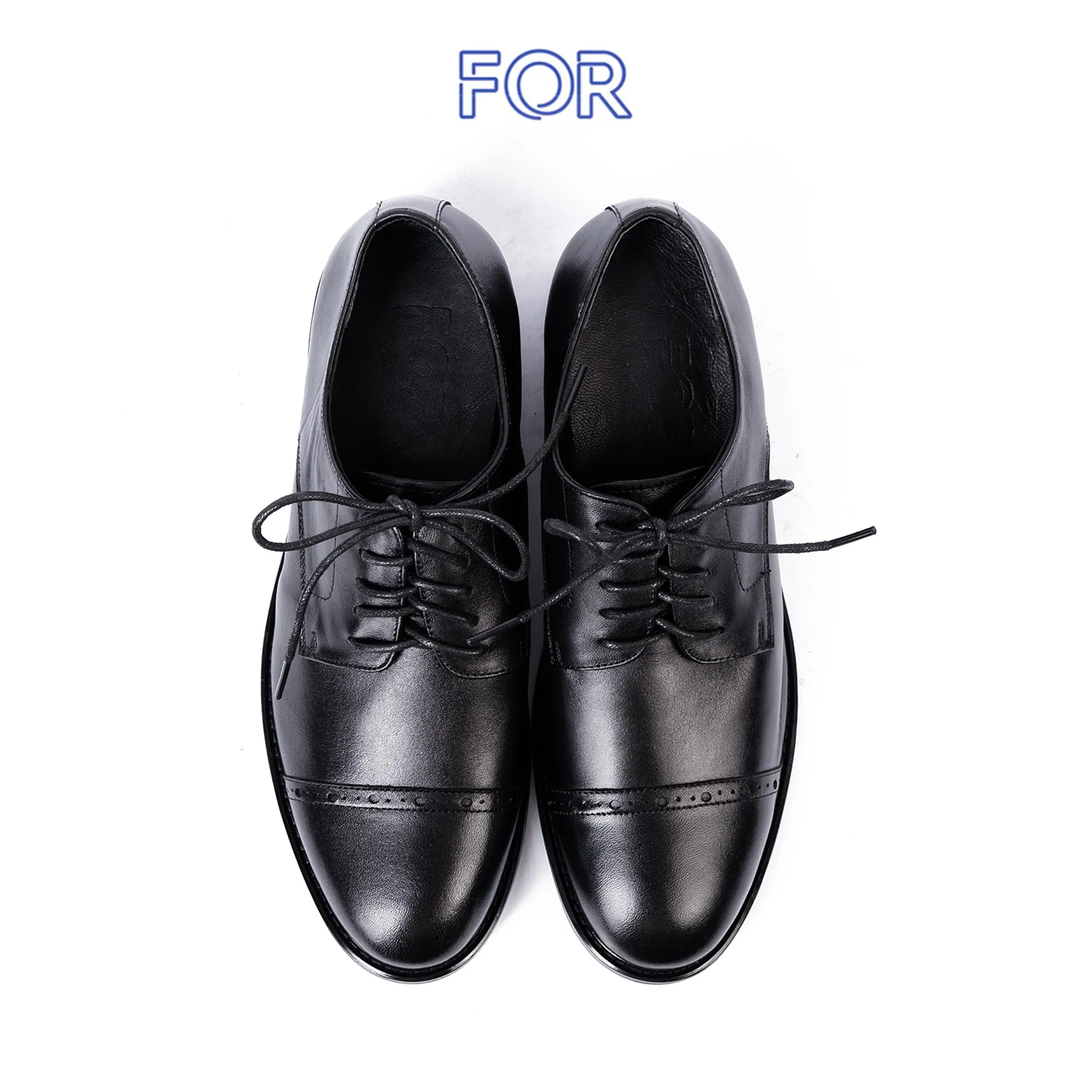 GIÀY BROGUE DERBY DA BÒ  MÀU ĐEN DF29