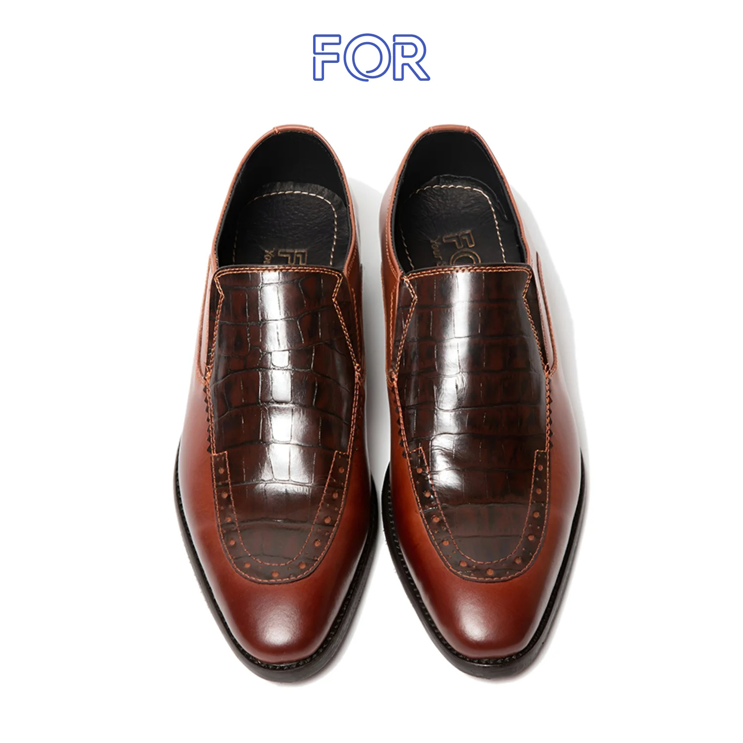 GIÀY LƯỜI LOAFERS PHỐI DA VÂN  MÀU NÂU NLF03
