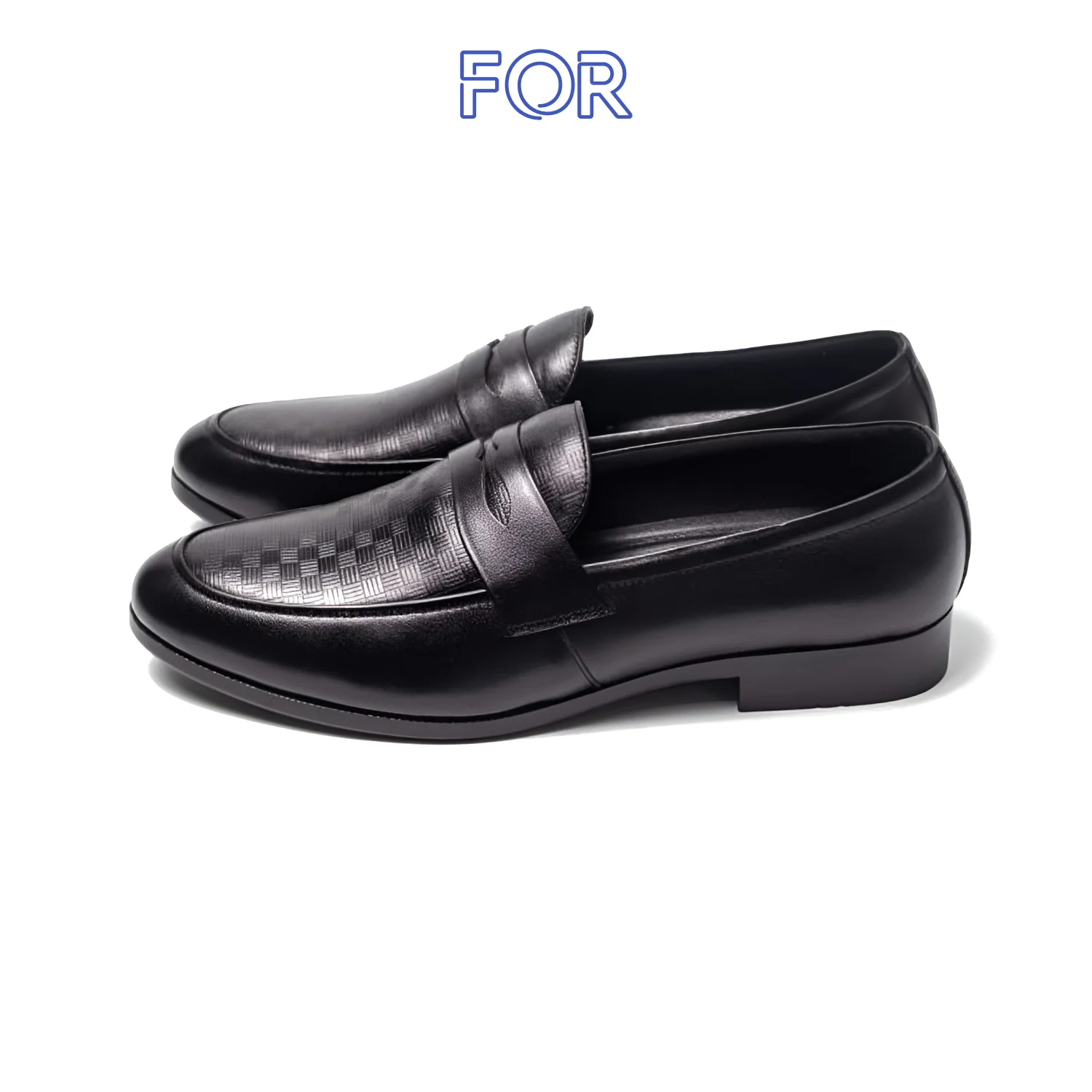 GIÀY PENNY LOAFER DA BÒ VÂN ĐAN MÀU  ĐEN PLF16