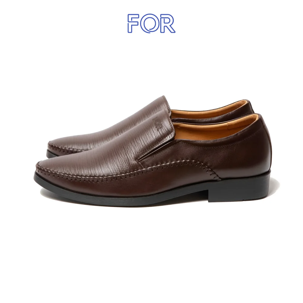 GIÀY LƯỜI LOAFERS VÂN GÂN MÀU NÂU  NLF06