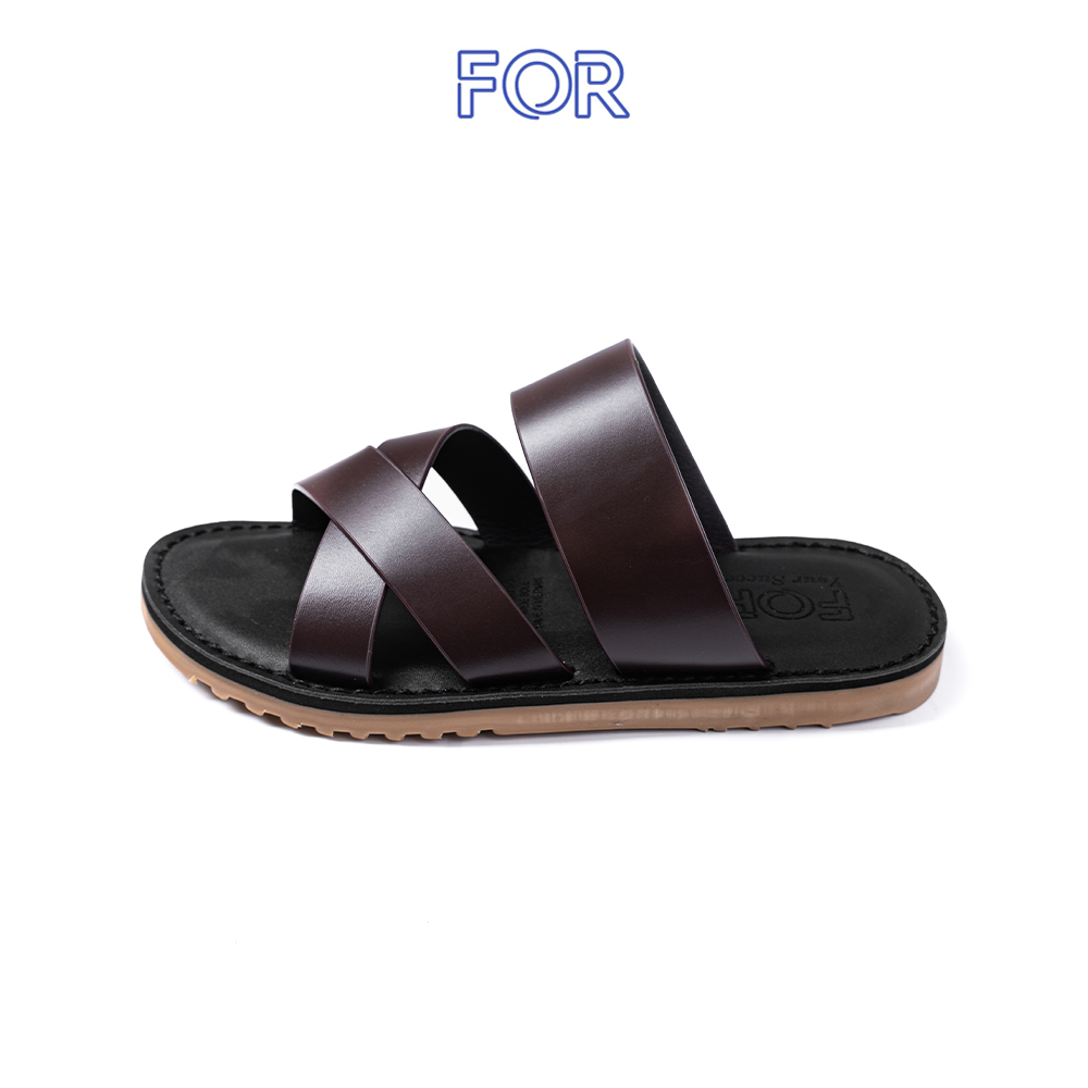 DÉP QUAI DA ĐAN CHÉO MÀU NÂU DDF12