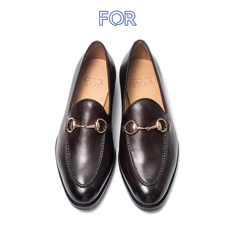 GIÀY LƯỜI HORSEBIT LOAFERS DA BÒ  PATINA NÂU HLF03