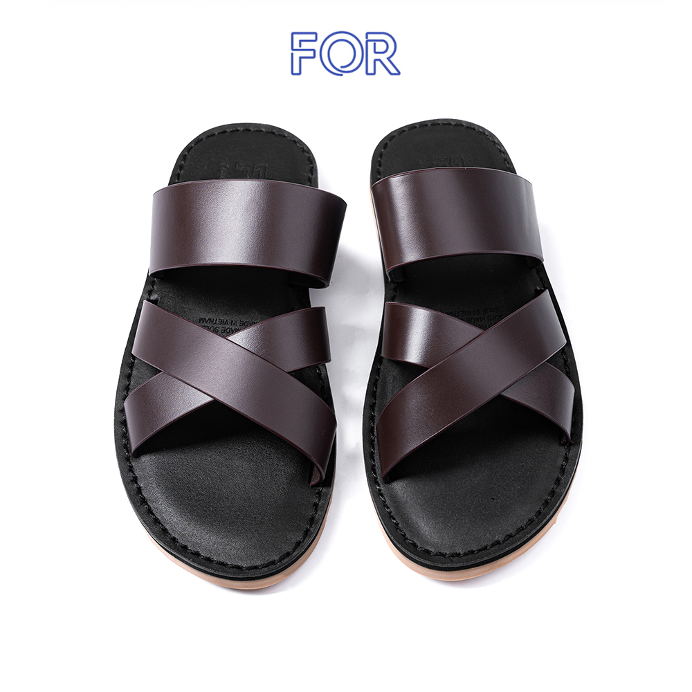 DÉP QUAI DA ĐAN CHÉO MÀU NÂU DDF12