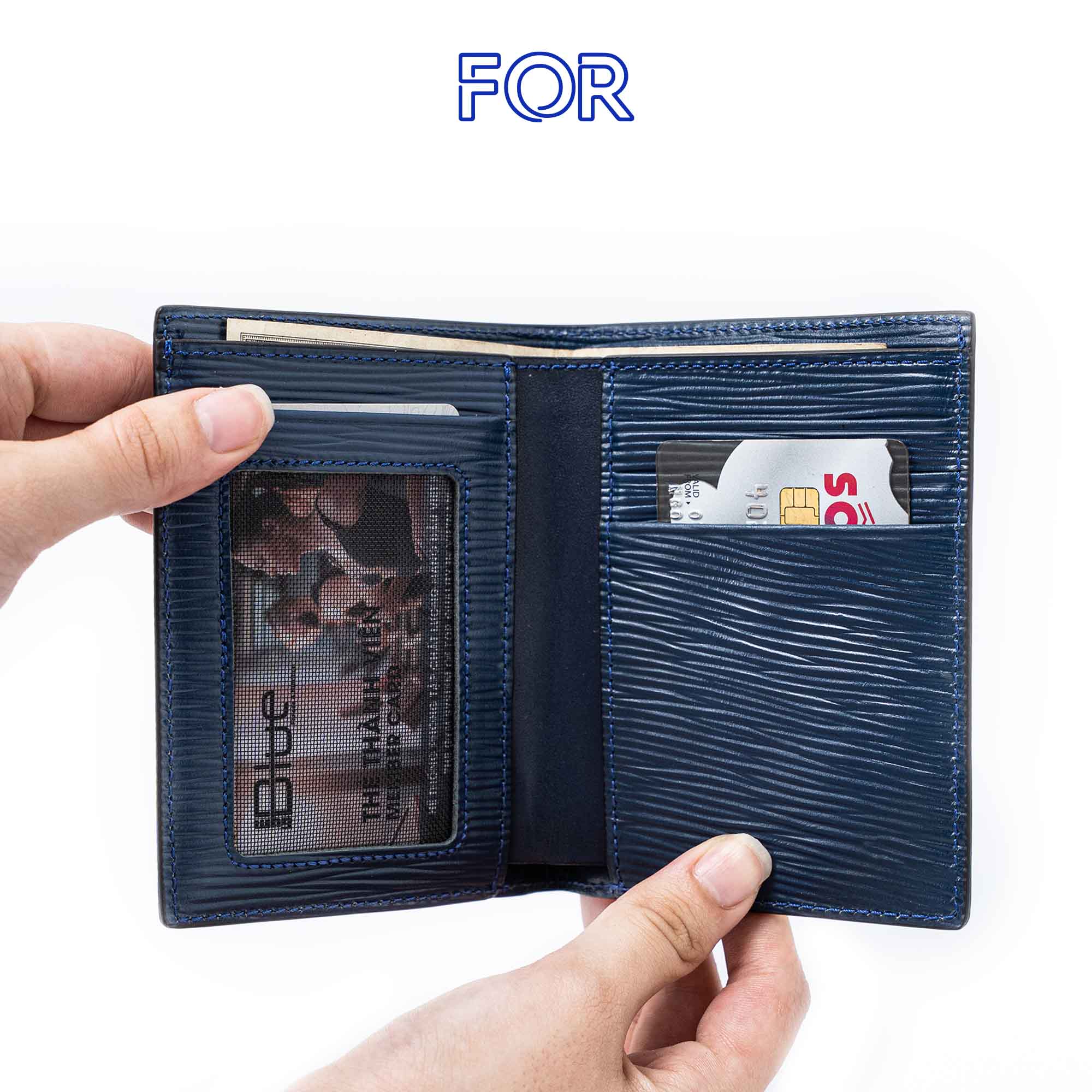 VÍ DA BÒ VÂN EPI MÀU XANH NAVY V89D