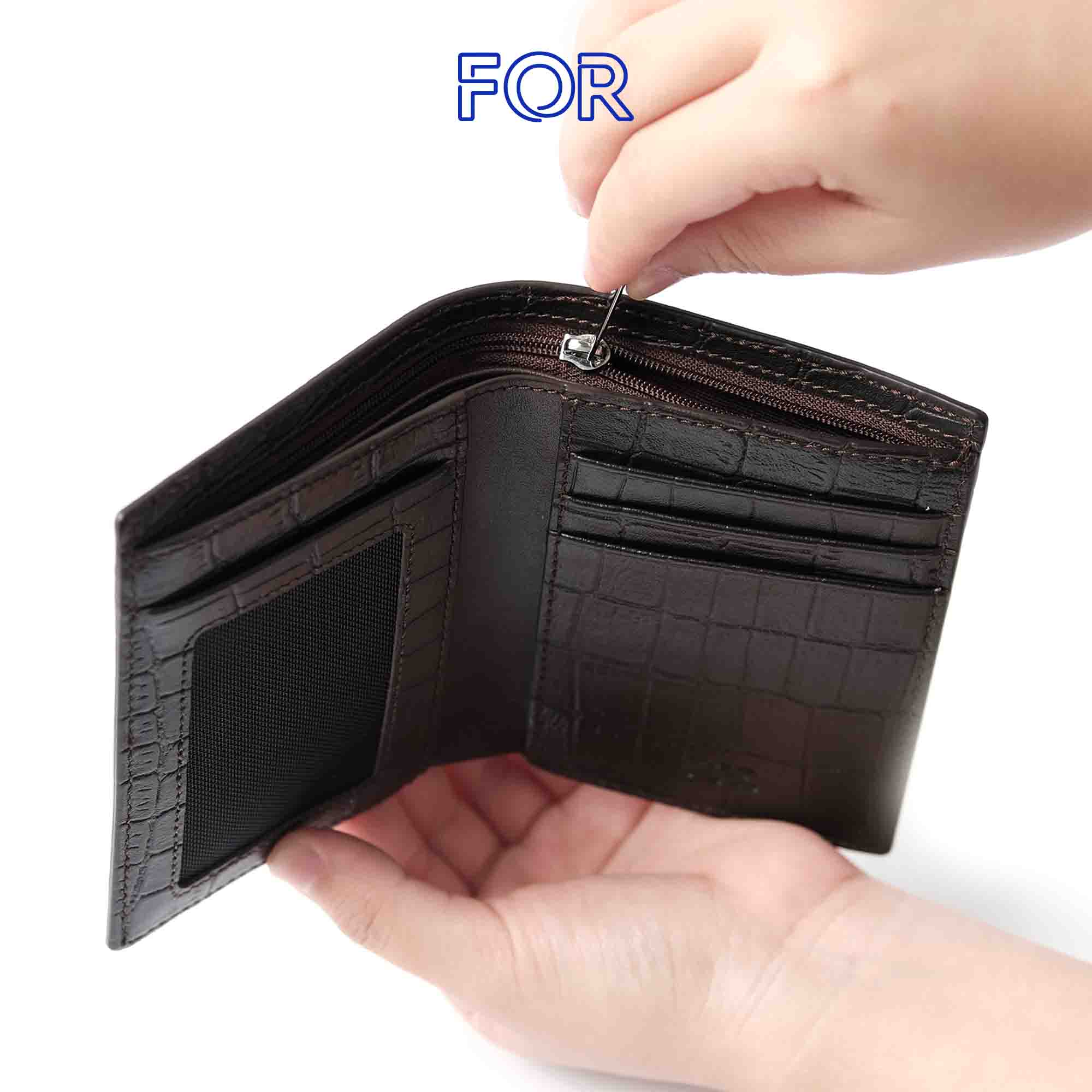 VÍ MỀM DA BÒ VÂN CÁ SẤU V74N-D