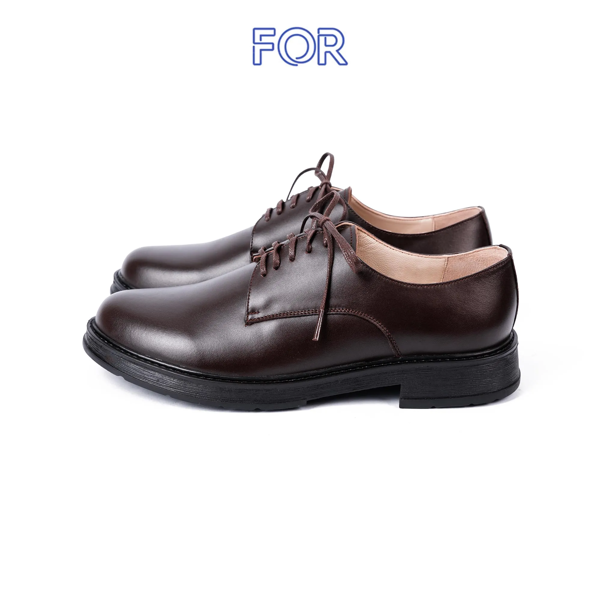 GIÀY DERBY DA BÒ ĐẾ ĐỐC MÀU NÂU TRẦM DF05