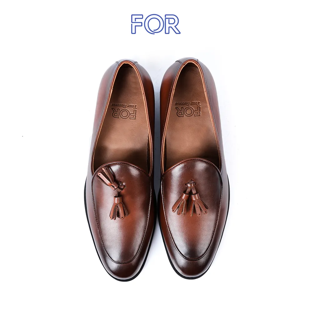 GIÀY LƯỜI TASSEL LOAFER DA BÒ MÀU  NÂU TLF11