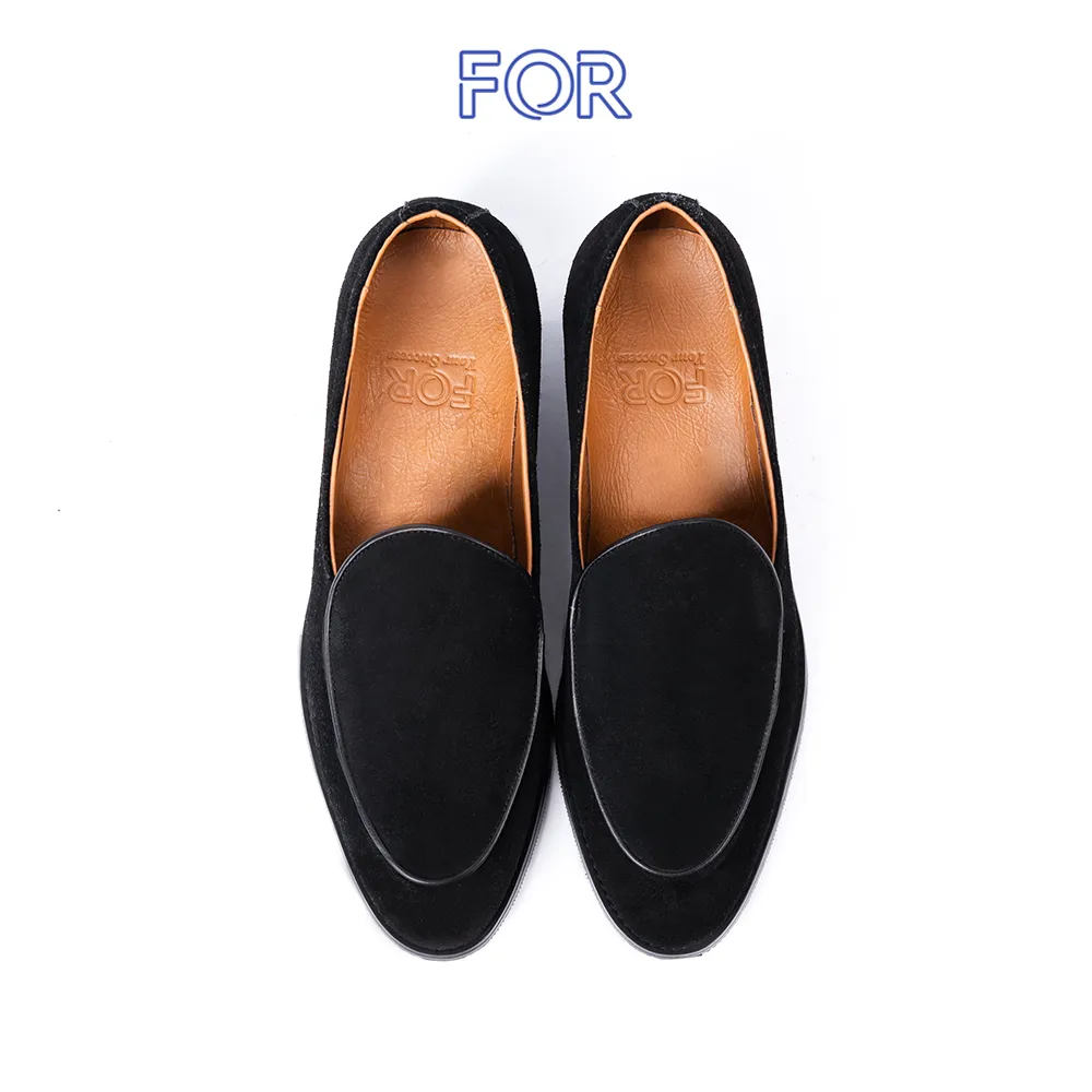 GIÀY LƯỜI BASIC LOAFERS DA LỘN  MÀU ĐEN BLF02