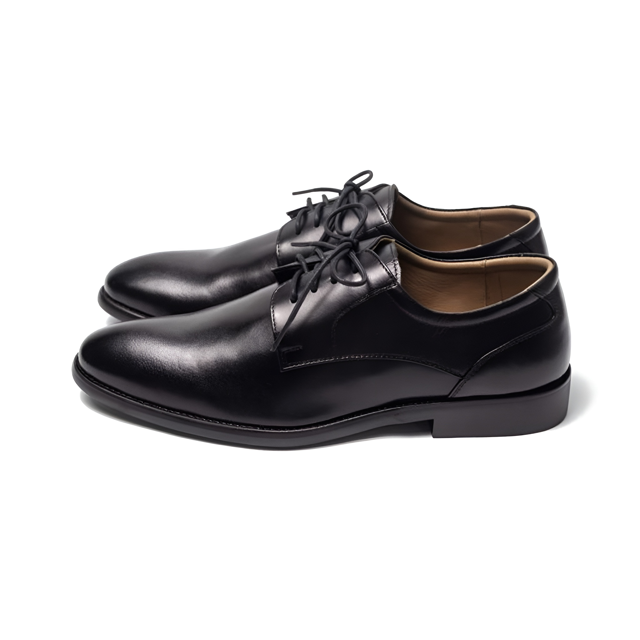 GIÀY PLAIN-TOE DERBY DA BÒ MÀU ĐEN DF28