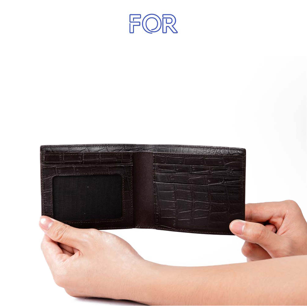 VÍ NAM DA BÒ VÂN CÁ SẤU MÀU NÂU V46N-N