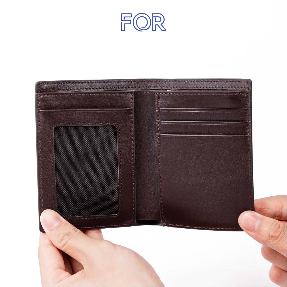 VÍ MỀM DA BÒ NAPPA MÀU NÂU CÓ KHÓA V76N-D