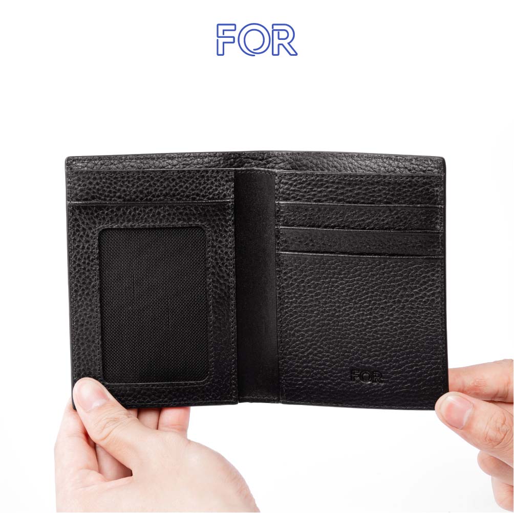 VÍ NAM DA BÒ MILL HẠT MÀU ĐEN V70D-D