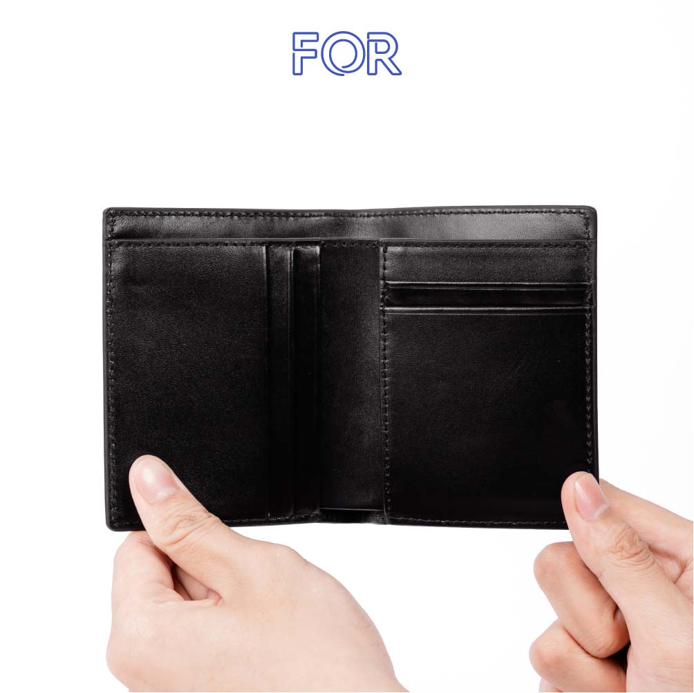 VÍ DA BÒ TRƠN MINI MÀU ĐEN V98D-D