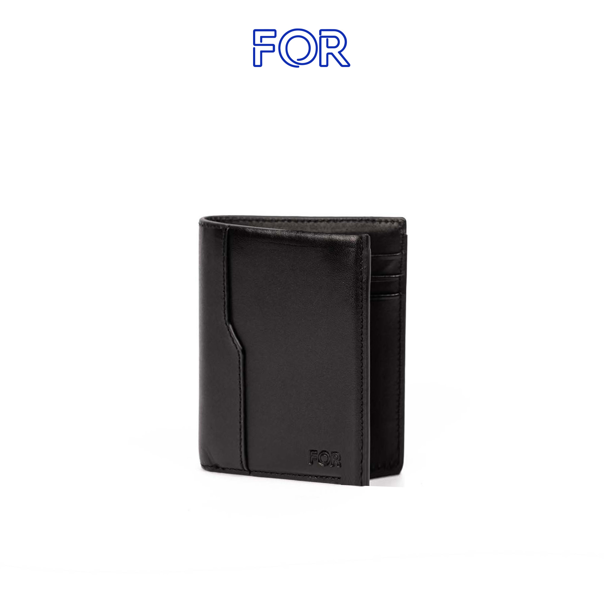 VÍ MINI DA BÒ TRƠN CÓ ĐƯỜNG MAY MÀU ĐEN V90D-D