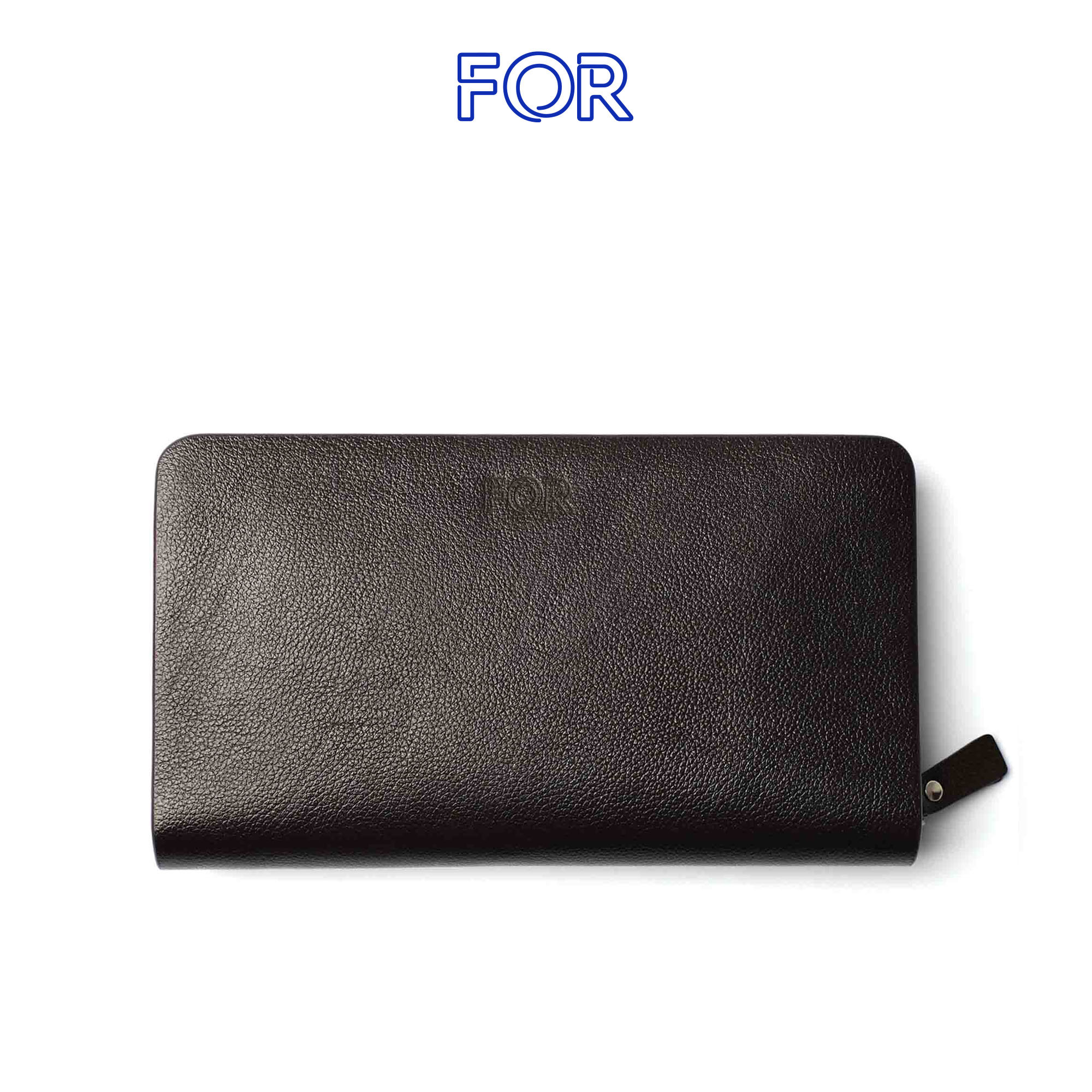 CLUTCH DA BÒ MILL HẠT KHÓA 1 ZIP MÀU NÂU C02