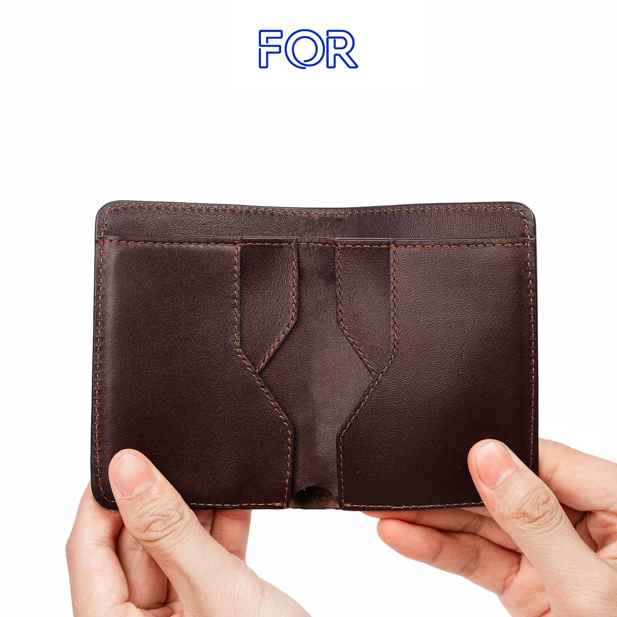 VÍ MINI DA BÒ NAPPA TRƠN MÀU NÂU V68N-D