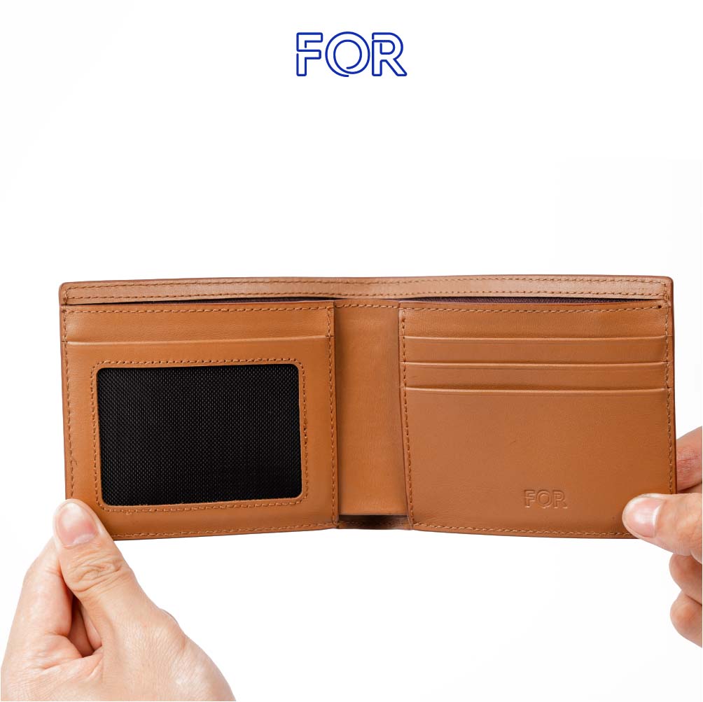 VÍ MỀM DA BÒ TRƠN MÀU VÀNG BÒ CÓ KHÓA V76S-N