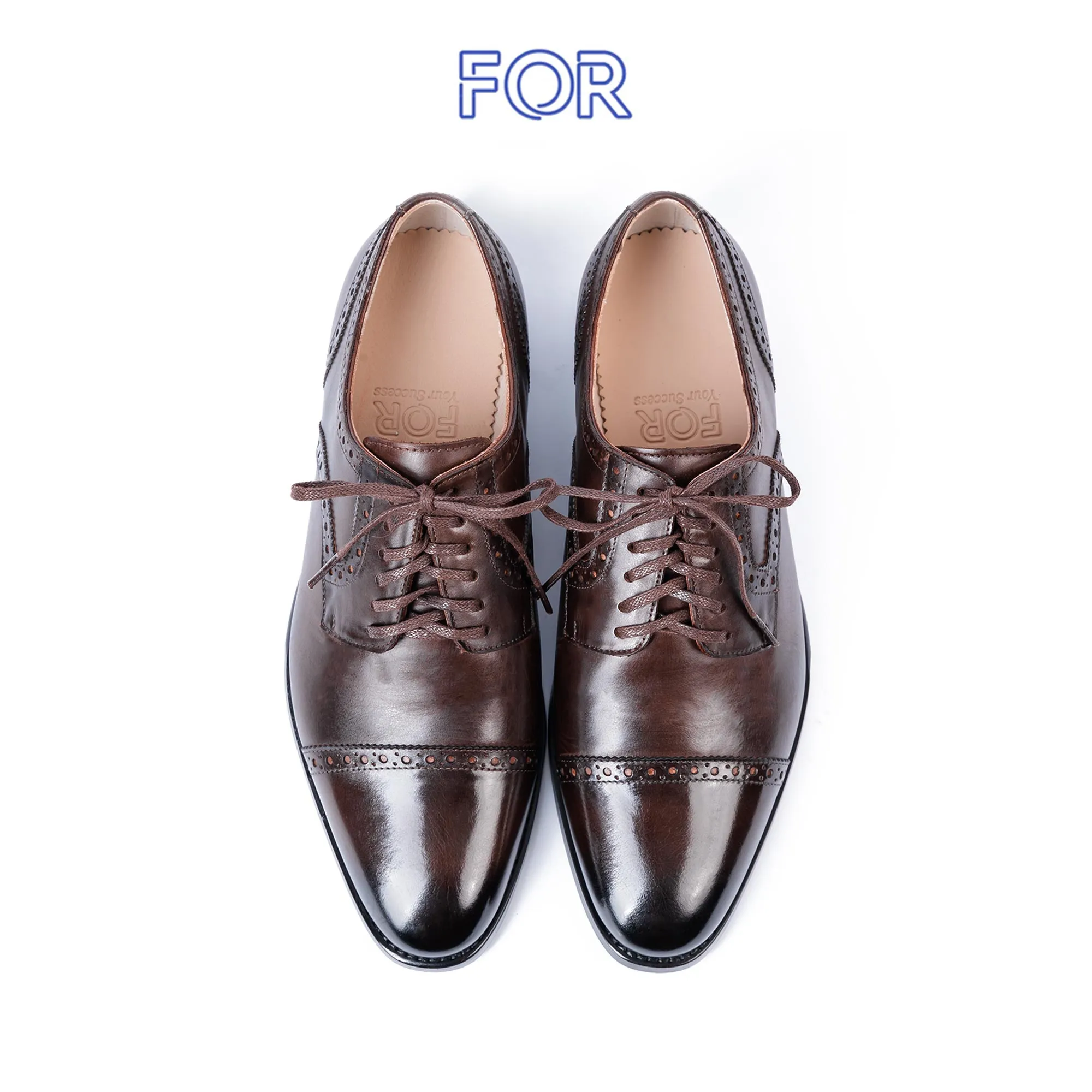 GIÀY BROGUE DERBY DA BÒ MÀU NÂU PATINA ĐẾ KHÂU MCKAY DF36