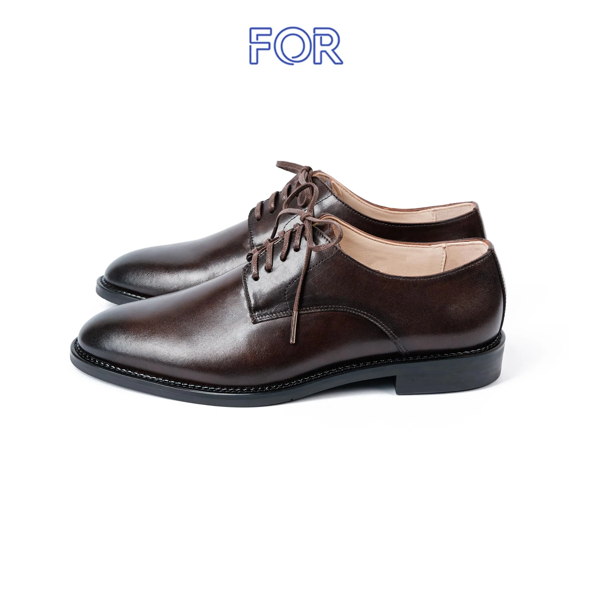 GIÀY DERBY DA BÒ MÀU NÂU PATINA ĐẾ KHÂU MCKAY DF34