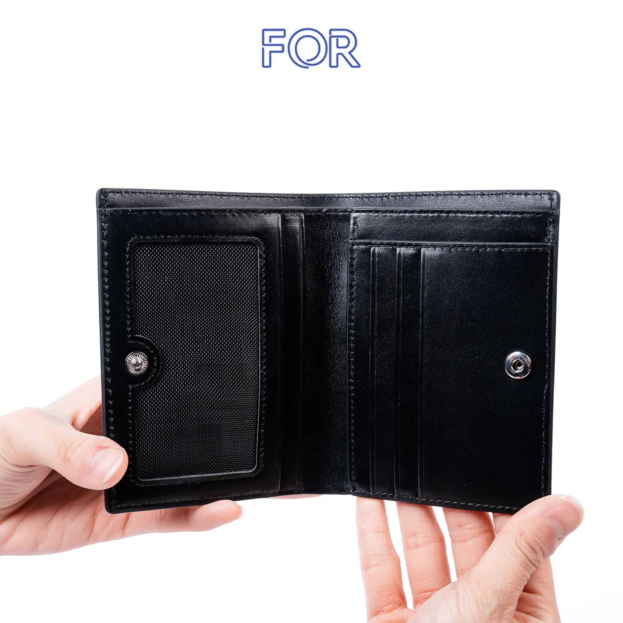 VÍ DA BÒ TRƠN MÀU ĐEN CÓ CÚC BẤM V100Đ