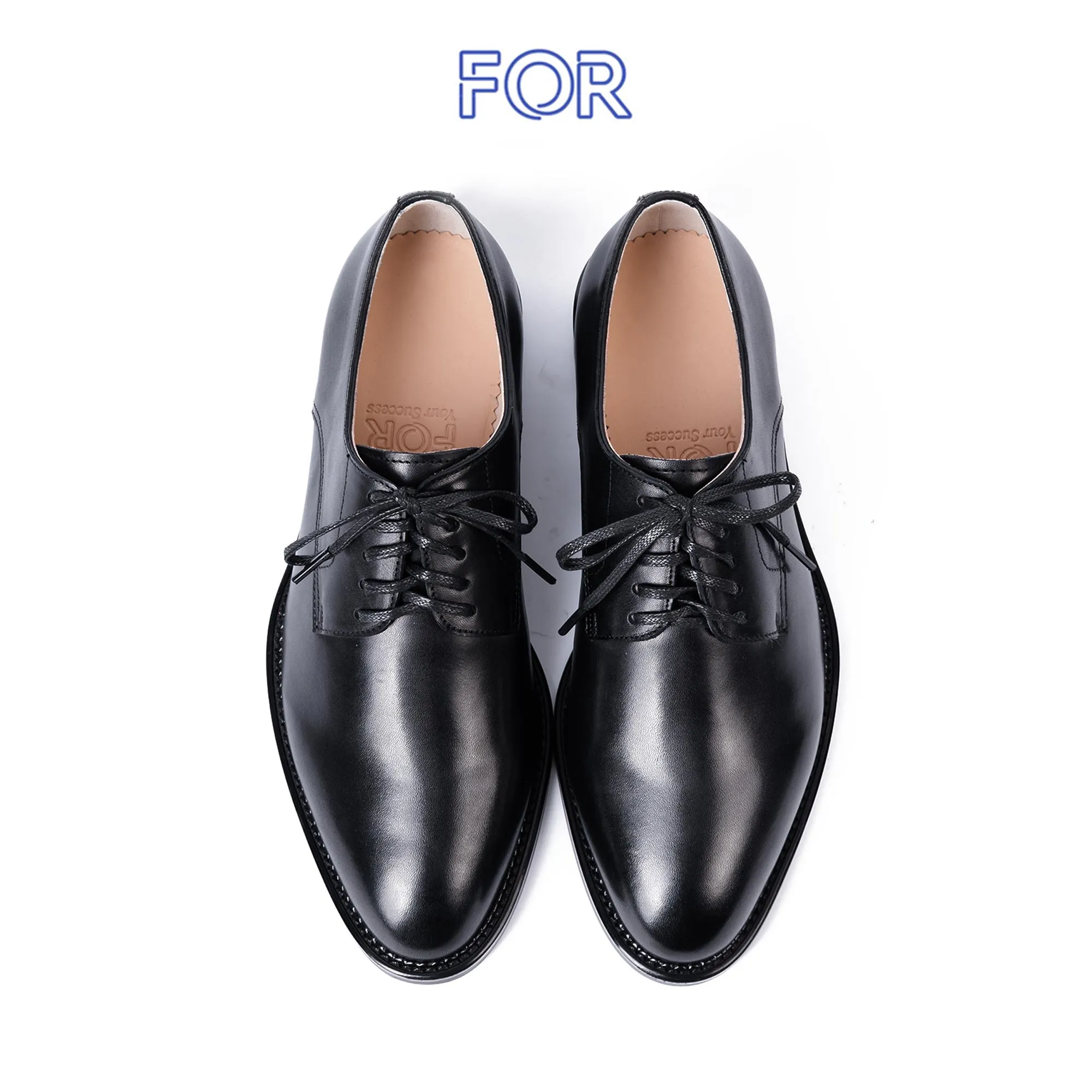 GIÀY DERBY DA BÒ MÀU ĐEN ĐẾ KHÂU MCKAY DF37