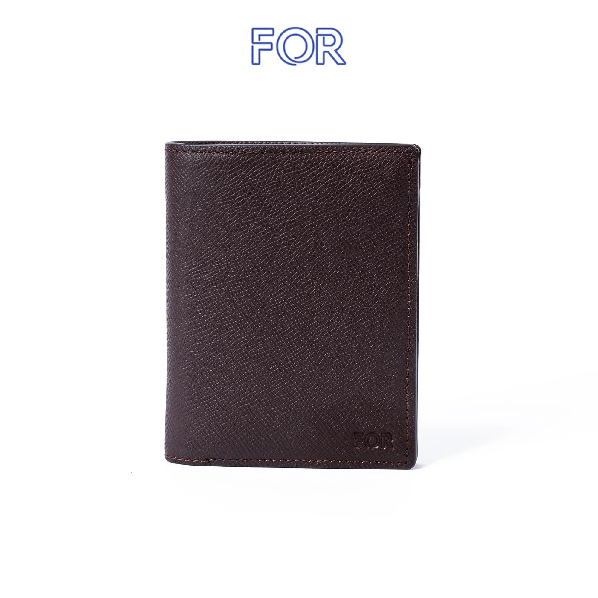 VÍ DA BÒ EPSOM MÀU NÂU CÓ CÚC BẤM V101