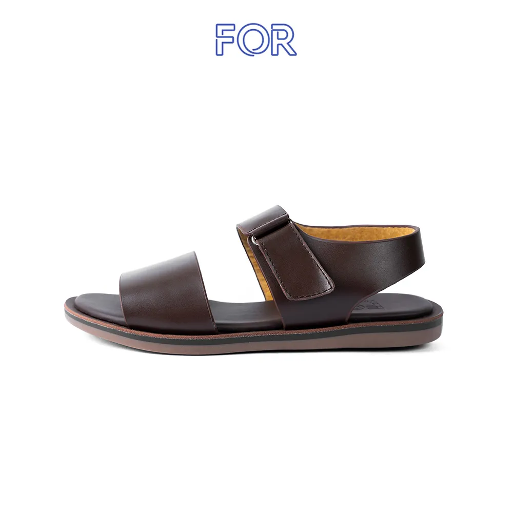 DÉP SANDAL DA BÒ MÀU NÂU QUAI DÍNH NGANG SDF15