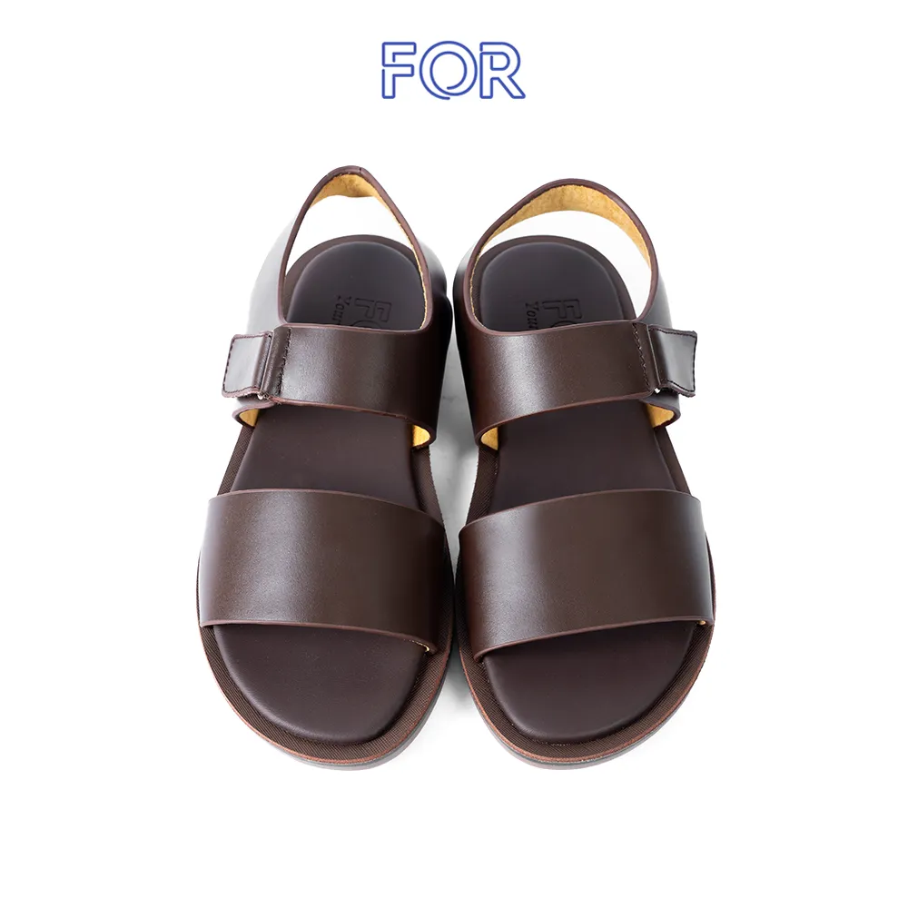 DÉP SANDAL DA BÒ MÀU NÂU QUAI DÍNH NGANG SDF15