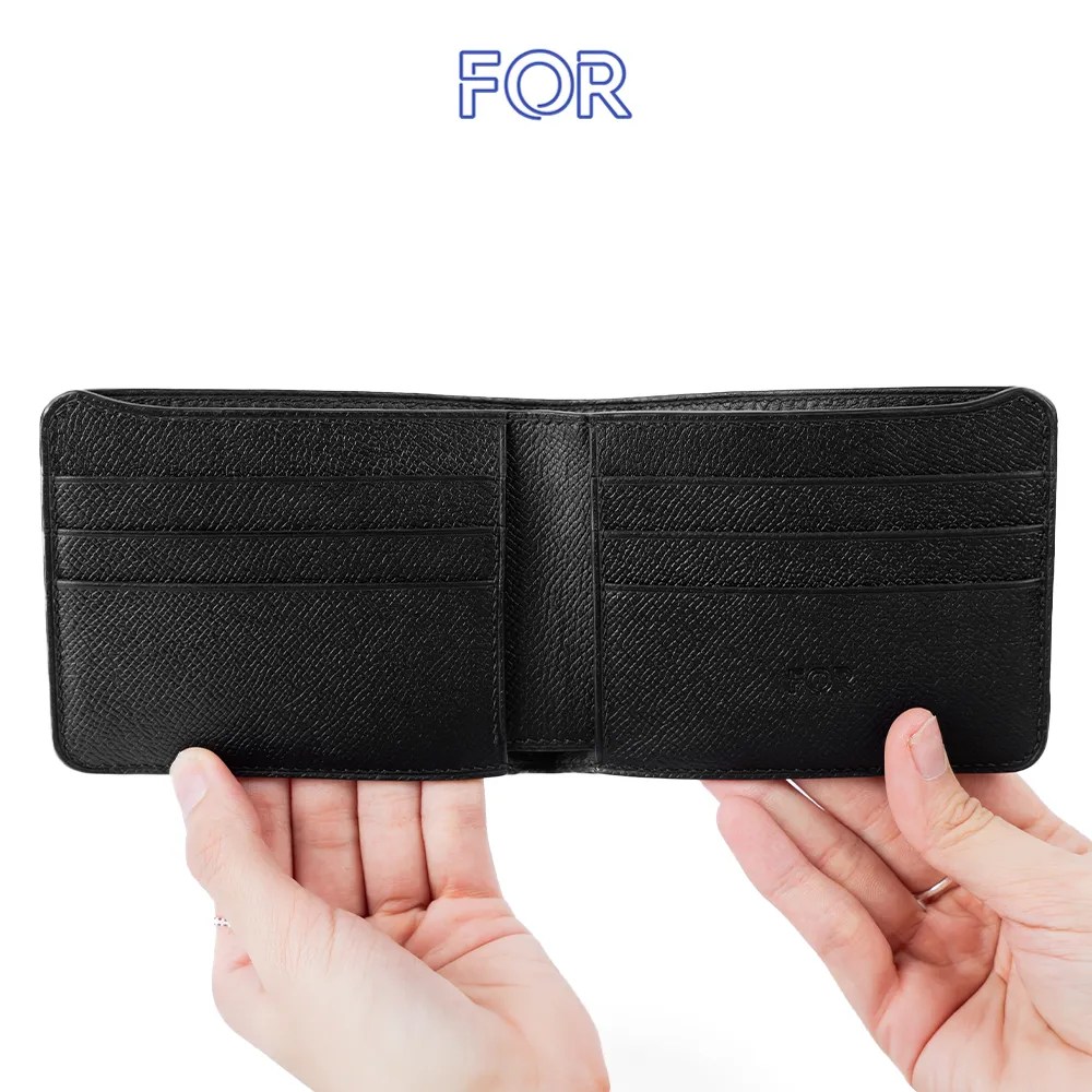 VÍ NGANG DA CÁ SẤU 1 MẶT PHỐI DA EPSOM MÀU ĐEN V06D-N