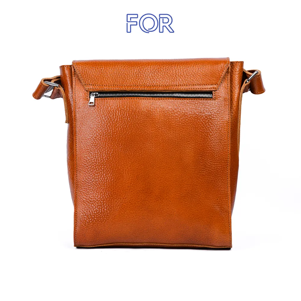 TÚI ĐEO CHÉO DA BÒ MILL MÀU VÀNG BÒ NẮP GẬP TD13