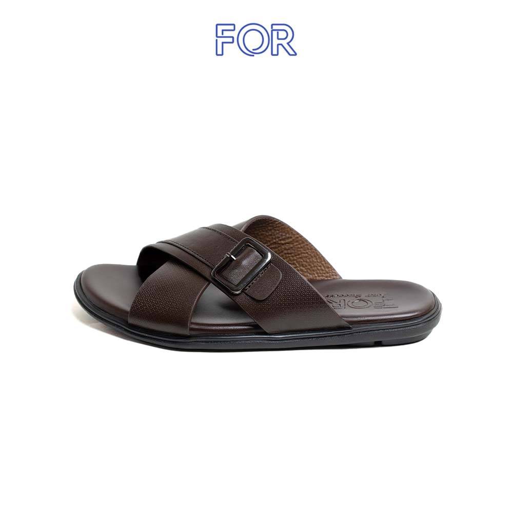 DÉP DA QUAI ĐAN CHÉO CÓ KHUY MÀU NÂU DDF05