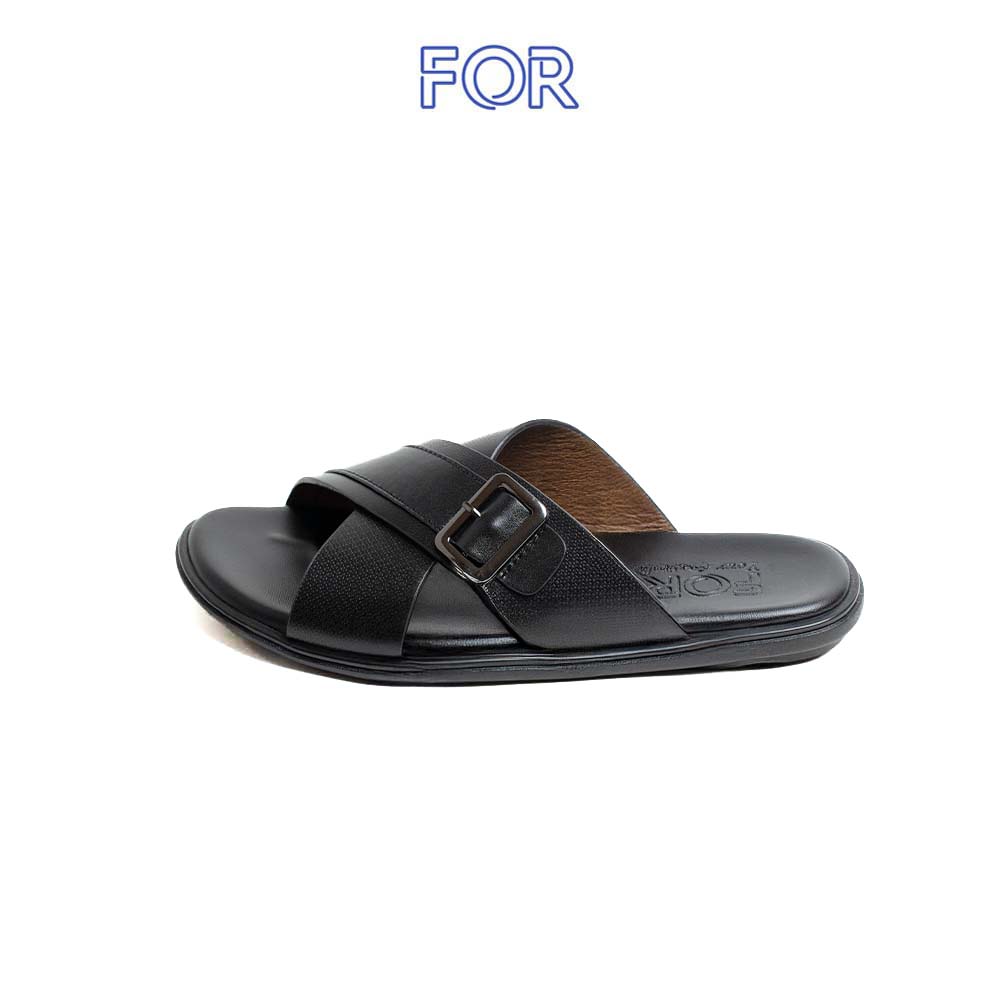 DÉP DA QUAI ĐAN CHÉO CÓ KHUY MÀU ĐEN DDF07