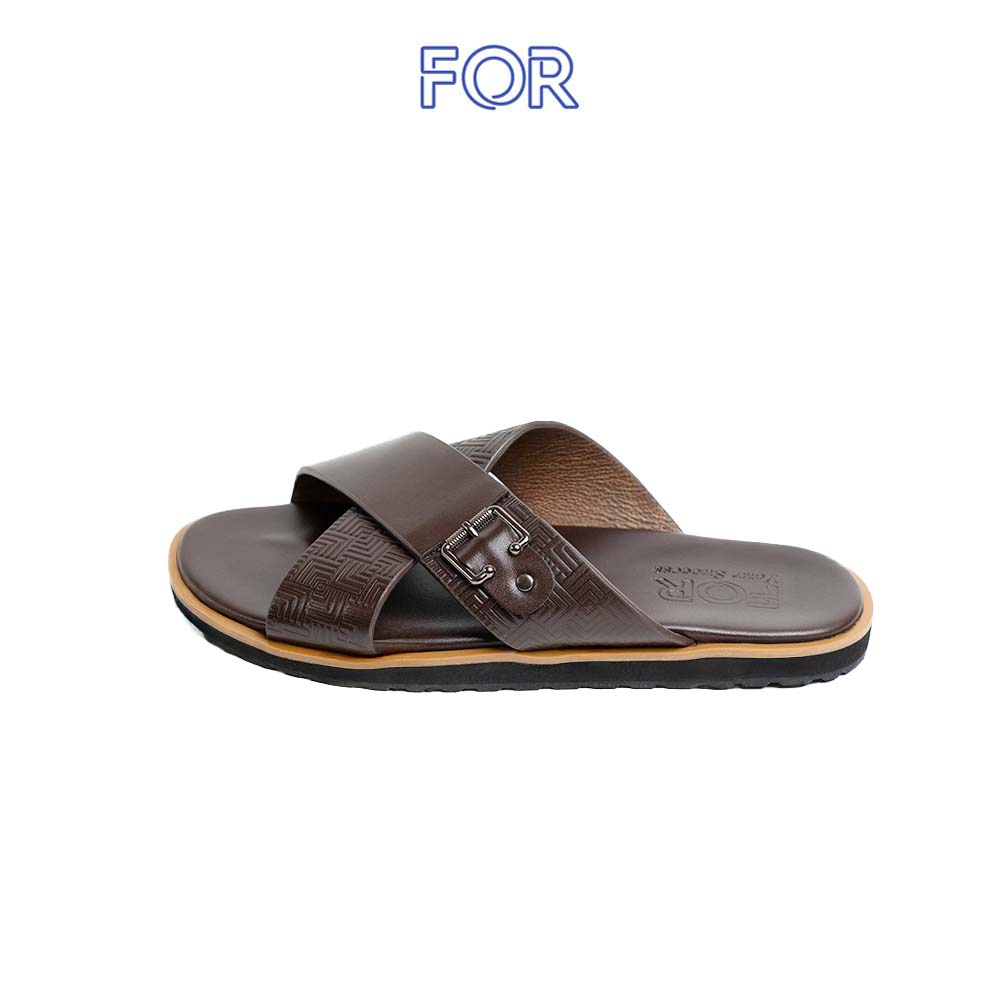 DÉP DA QUAI ĐAN CHÉO DẬP VÂN NỔI MÀU NÂU DDF18