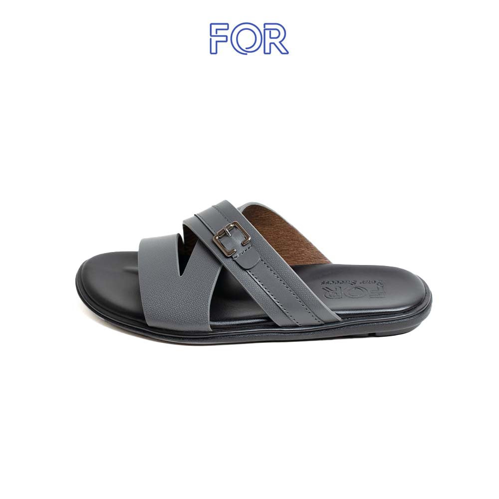 DÉP QUAI DA ĐAN CHÉO DẬP VÂN MÀU XÁM DDF20