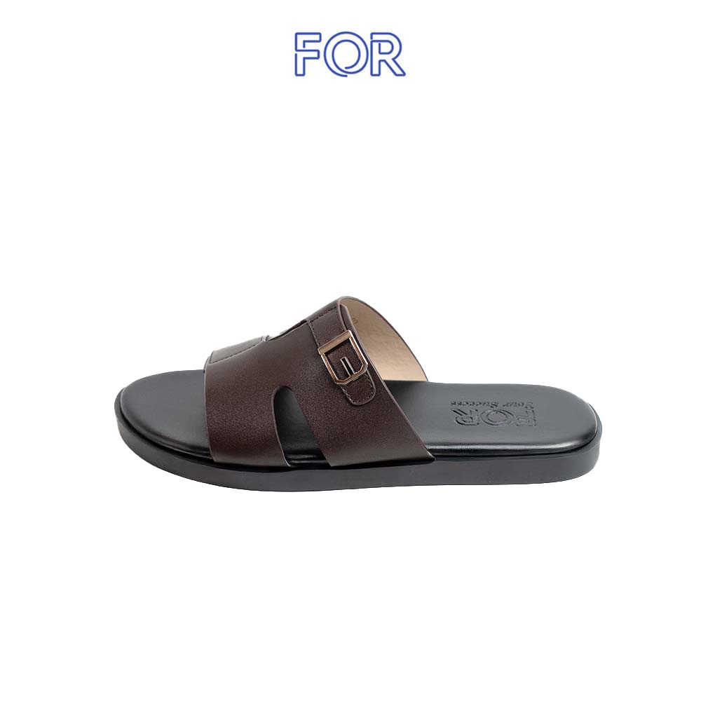 DÉP DA BÒ QUAI NGANG CÓ KHUY MÀU NÂU DQN15