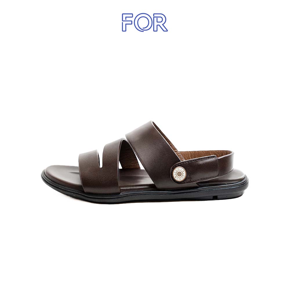 Dép da bò quai hậu đan chéo màu nâu sẫm SDF04