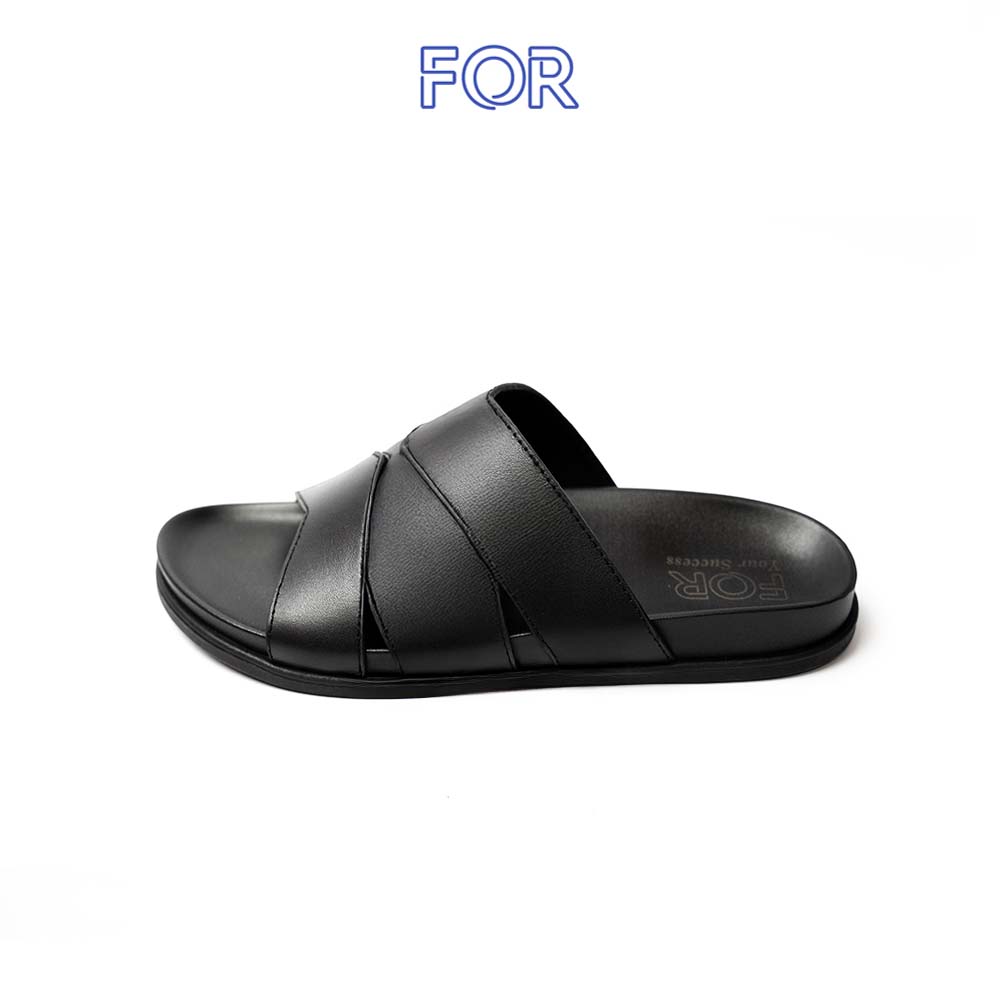 DÉP QUAI CHÉO DA BÒ MÀU ĐEN DDF14