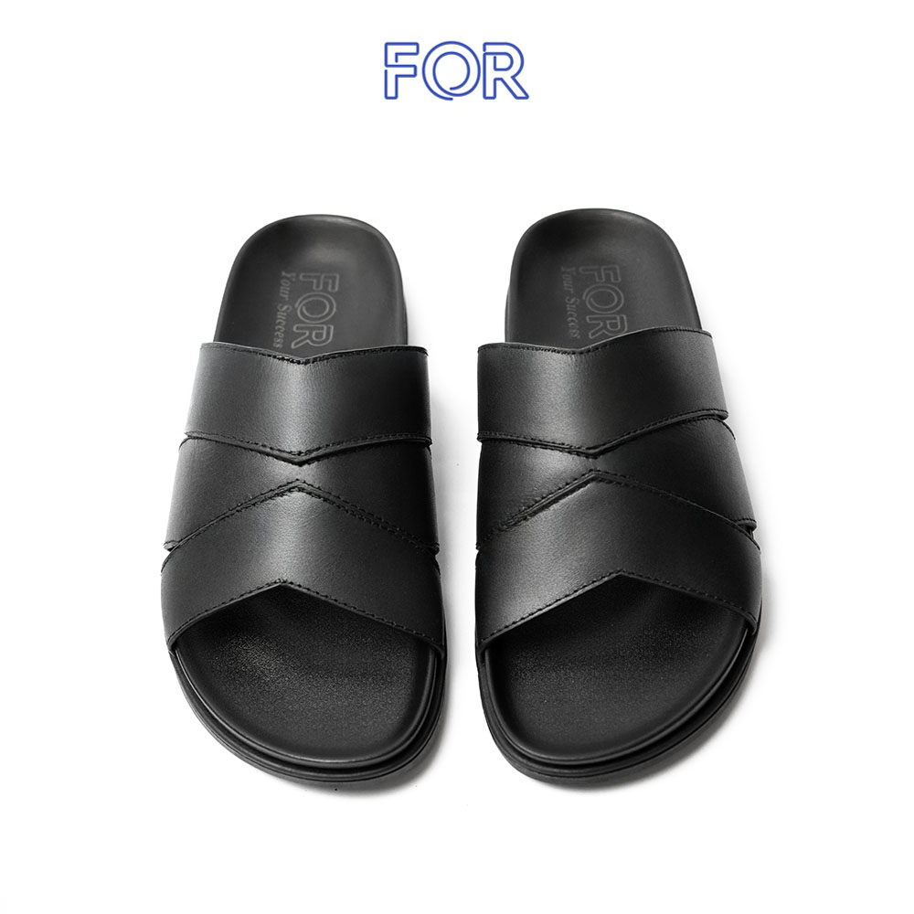 DÉP QUAI CHÉO DA BÒ MÀU ĐEN DDF14