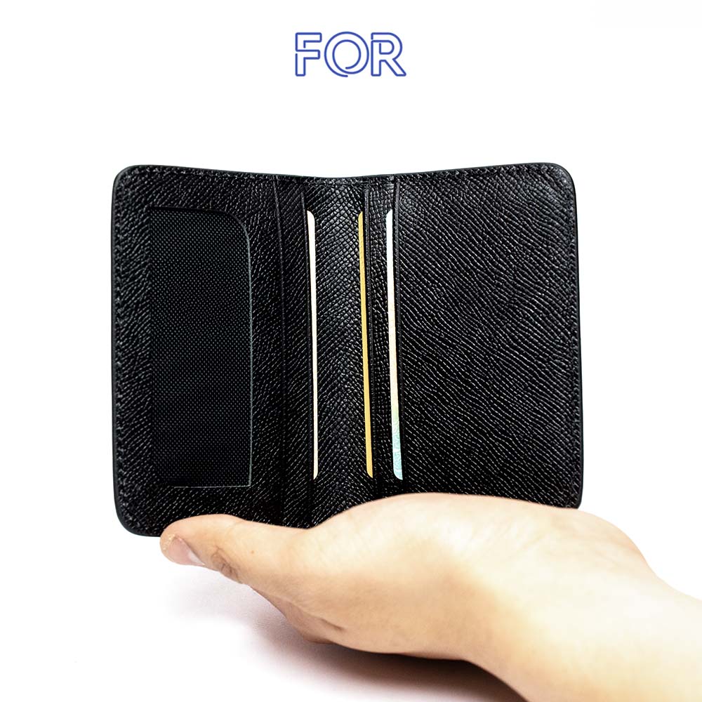 VÍ CARD DA BÒ EPSOM MÀU ĐEN VT12