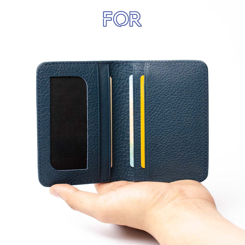 VÍ CARD DA BÒ MILL MÀU XANH VT13