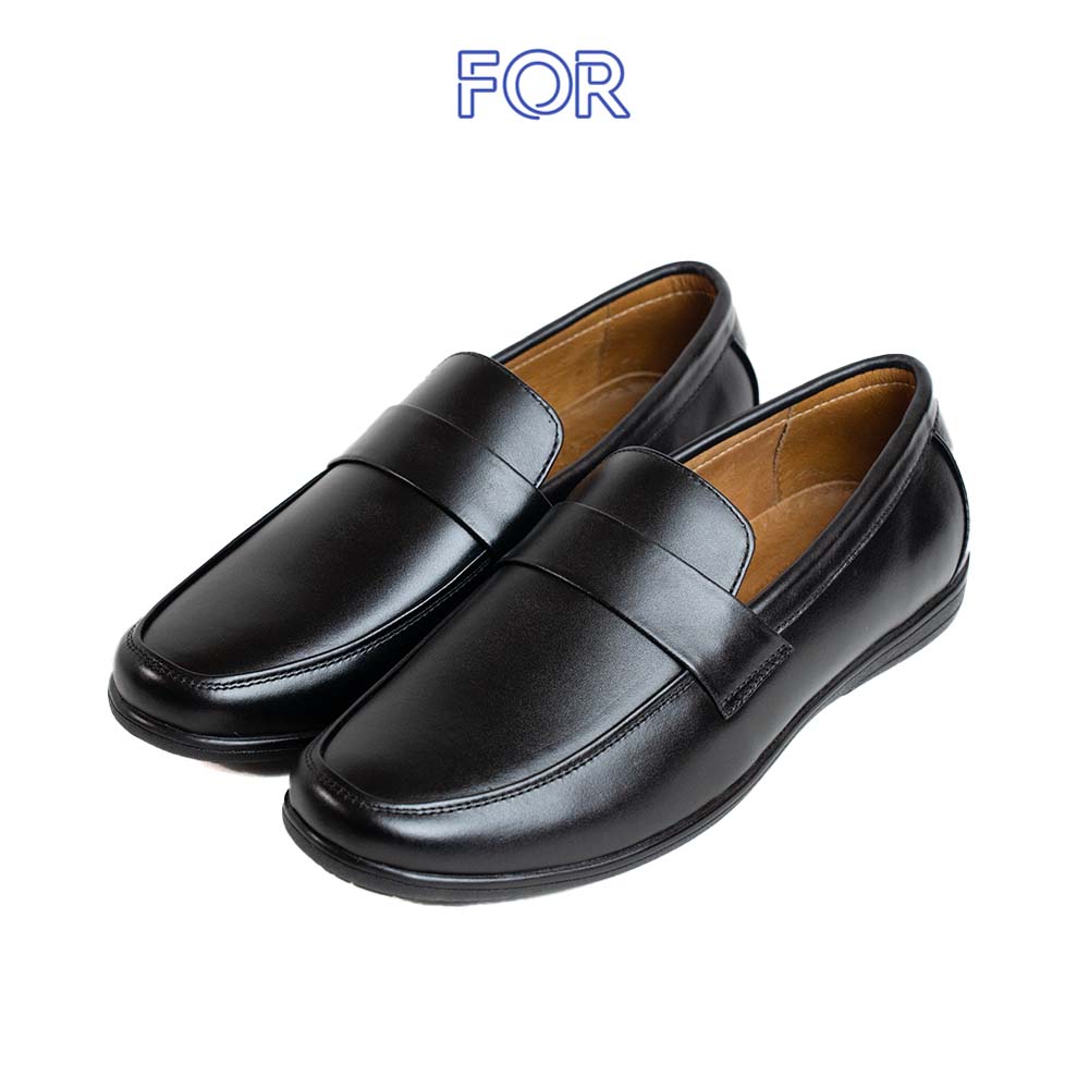 GIÀY LƯỜI BASIC MOCCASIN DA BÒ MÀU ĐEN MF08