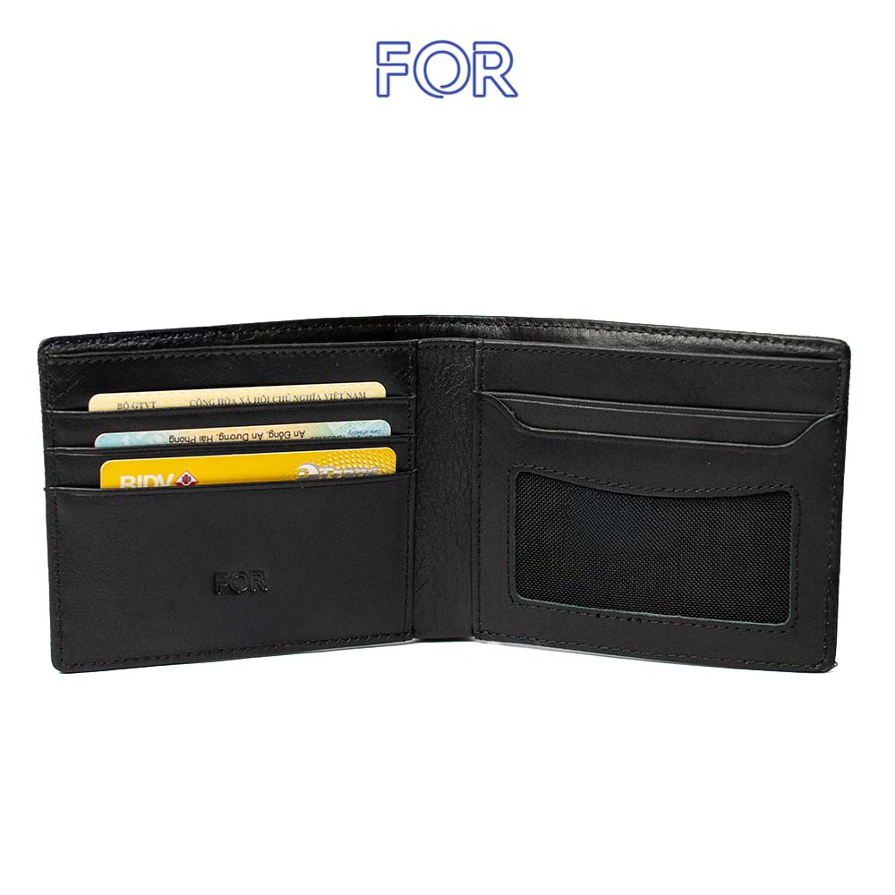 VÍ NGANG DA BÒ EPSOM MÀU ĐEN V61