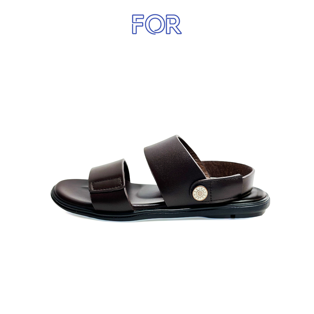 Dép da bò quai hậu màu nâu SDF02